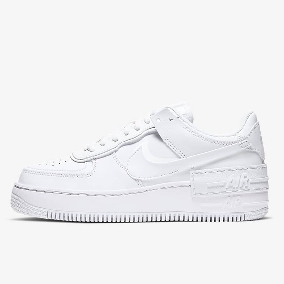 Nike Air Force 1 Shadow Triple White Women’s Sneaker - Picture 1 of 12